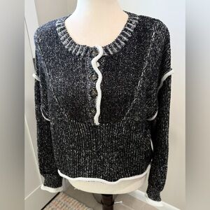 Vintage Havana Black and White Crew Neck Sweater